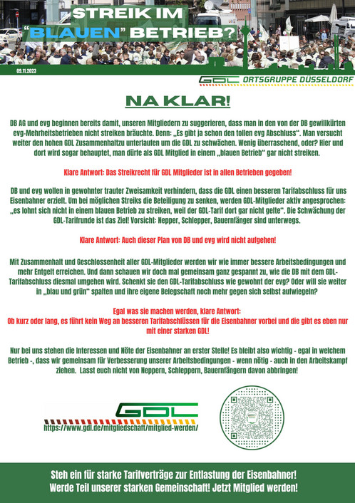 Streiken,blauer betrieb,evg,gdl,teg