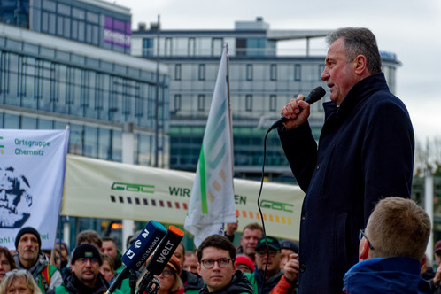 Claus Weselsky zu Gast bei der GDL-Demo am 26.01.2024 in Dresden Claus Weselsky zu Gast bei der GDL-Demo am 26.01.2024 in Dresden